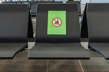 Social distance signs on airport