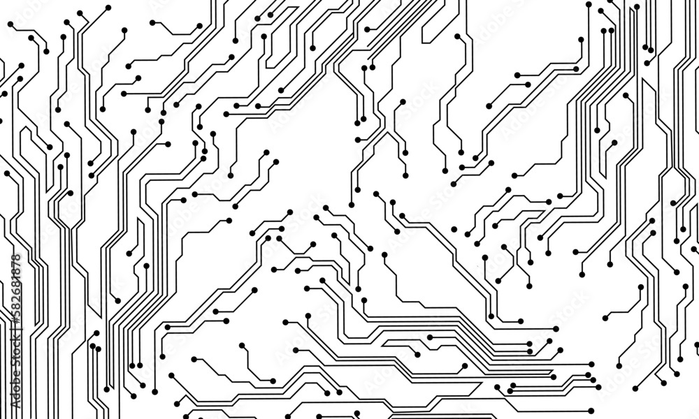 Aufkleber black line circuit computer technology futuristic on white background design creative vector