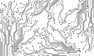 Black line circuit computer technology futuristic on white background design creative vector