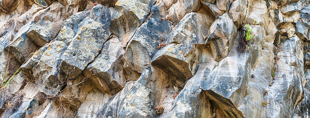 Texture of volcanic stones at the Alcantara Gorges, Sicily, Italy