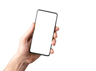 Lodz, Poland March 07 2023 Smartphone screen mock-up in male hand. Smart phone display mockup frame on yellow background