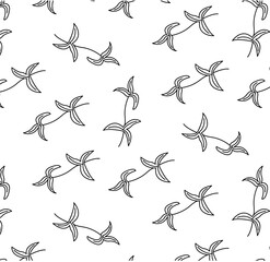 Seamless pattern with monochrome hand drawn plant elements on white background. Vector illustration for wrapping.