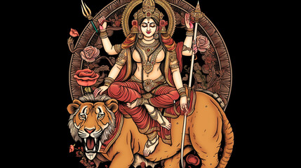 Hindu Goddess Durga - Warrior goddess - obrazy, fototapety, plakaty