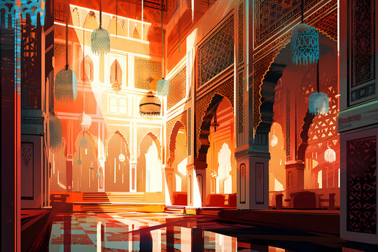 traditional Islamic architectural style. digital art illustration. generative AI.