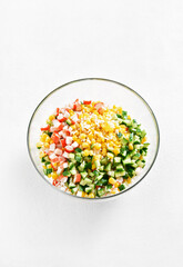 Russian style imitation crab salad