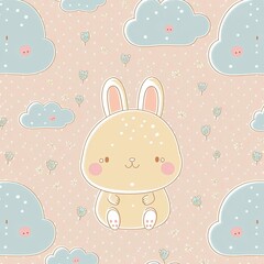 Abstract pattern of cute little bunny child. High quality illustration
