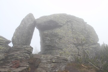 Trip to the Rock formation Vozka in Jeseniky, Czech republic, Czechia, Moravia