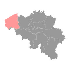 West Flanders Province map, Provinces of Belgium. Vector illustration.