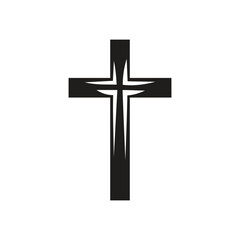 Religious cross black on a white background. Vector illustration