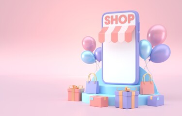 Fototapeta na wymiar Online Shopping 3D Concept. 3D Illustration