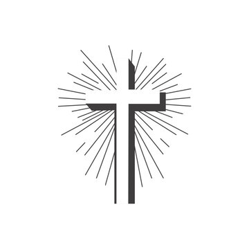 Religious cross black on a white background. Vector illustration