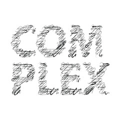 Obraz premium Complex word Hand-drawn scribble line art on white background vector illustration design