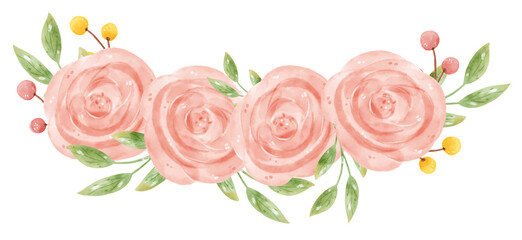 watercolor sweet floral wreath flower banner hand drawn graphic illustration