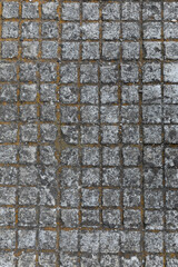 background of paved gray square sidewalk stones