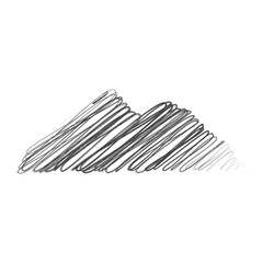 Mountains Hand-drawn scribble line art on white background vector illustration design