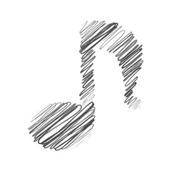 music note Hand-drawn scribble line art on white background vector illustration design