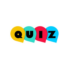 Quiz logo with speech bubble symbols. Quiz icon isolated on white background