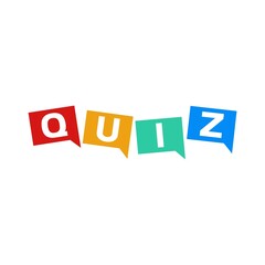 Quiz logo with speech bubble symbols. Quiz icon isolated on white background