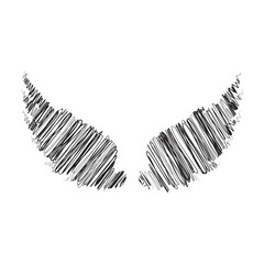 wings Hand-drawn scribble line art on white background vector illustration design