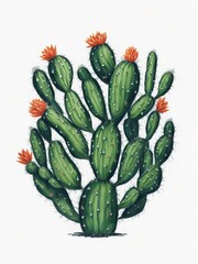 Watercolor Cactus and Cactus Flowers | AI Generative