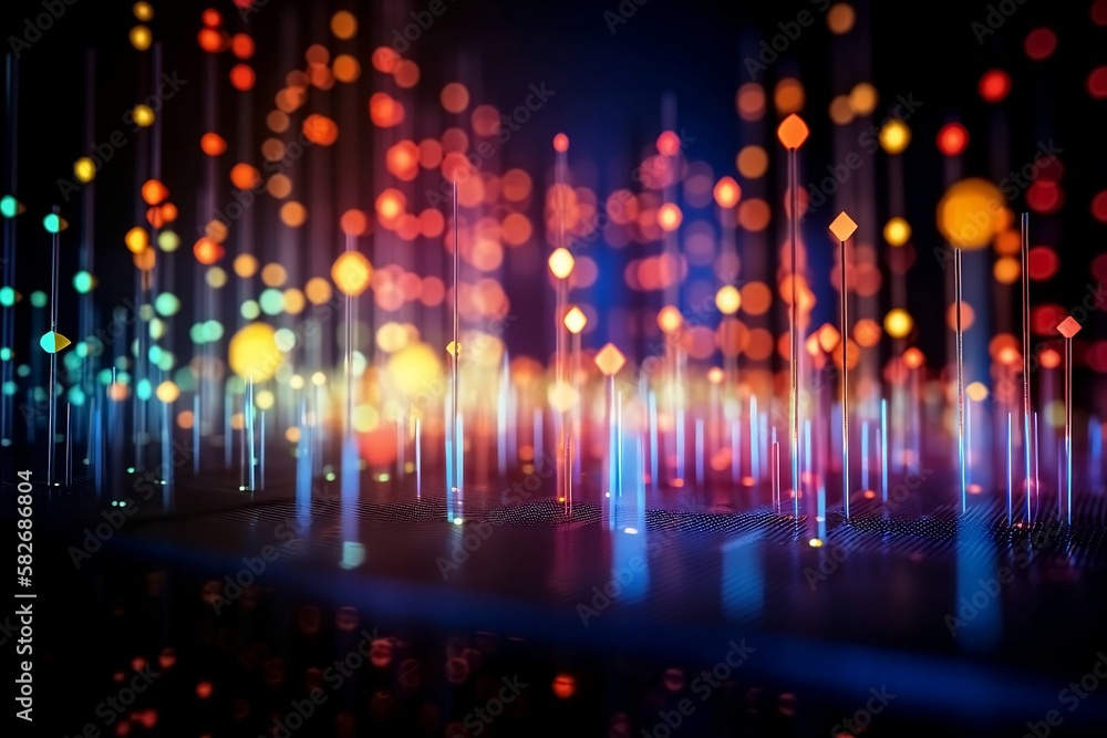 Poster abstract digital finance chart and graph with light glow and blur background illustration for forex 