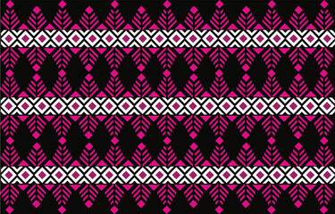 seamless pattern with Simple purple embroidery . geometric ethnic  on black background native style abstract vector illustation.Design for clothing,carpet,fabric,tile.