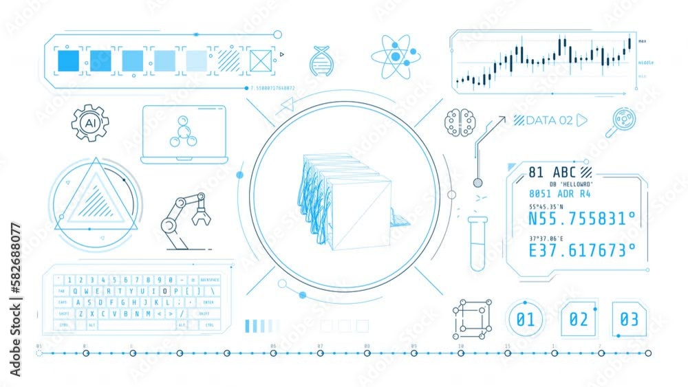 Poster dynamic animation on the theme of scientific data storage.