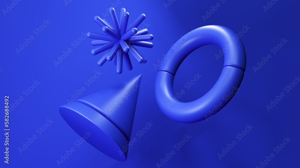 Poster abstract minimal 3d rendering, bright geometric background with cubes, objects, forms. modern backgr