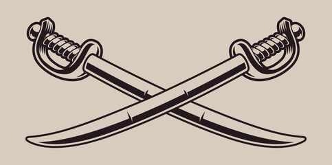  Vector illustration of crossed sabers