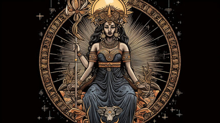 Egyptian Goddess Isis - Goddess of magic and fertility - obrazy, fototapety, plakaty