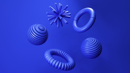 Abstract minimal 3d rendering, bright geometric background with cubes, objects, forms. Modern background design for presentations, brands, templates, banners with empty space.