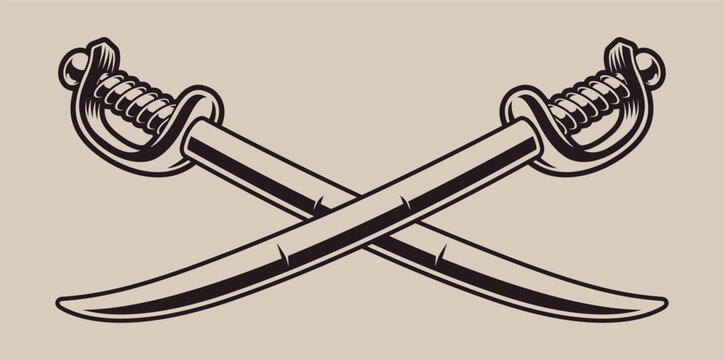  Vector illustration of crossed sabers
