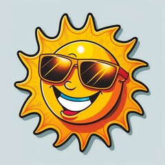 A happy sun with a smile and wearing sunglasses cartoon 