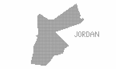 Fototapeta na wymiar Jordan dotted map with grunge texture in dot style. Abstract vector illustration of a country map with halftone effect for infographic. 