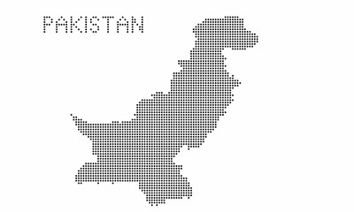 Pakistan dotted map with grunge texture in dot style. Abstract vector illustration of a country map with halftone effect for infographic. 