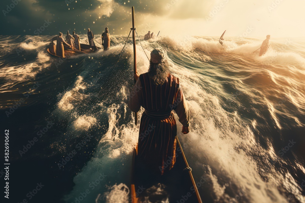 Wall mural moses and the red sea, generative ai - Wall murals