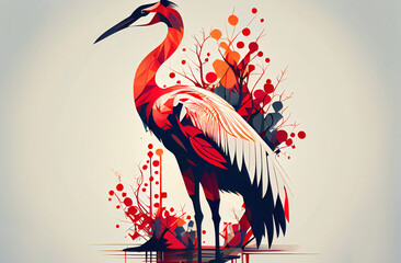 Fototapeta premium Crane birds logo minimalist vector style illustration made with generative AI