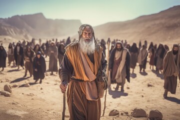"Guided by Faith: Moses Leading the Israelites through the Desert, generative AI