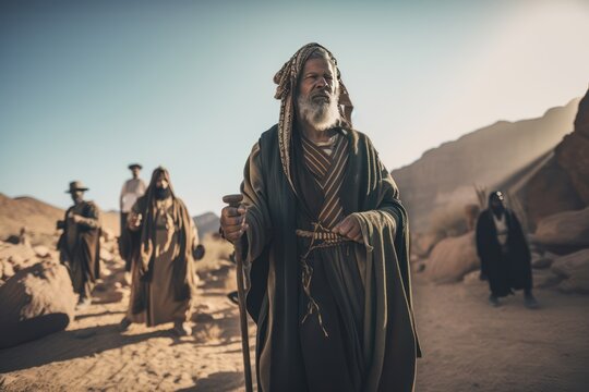 "Guided by Faith: Moses Leading the Israelites through the Desert, generative AI