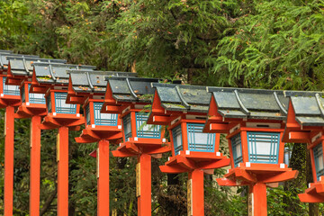 日本　京都府京都市の鞍馬にある貴船神社の灯籠階段