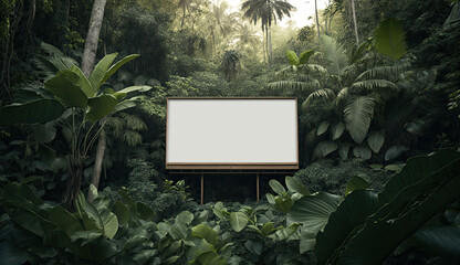 Escape to a tropical paradise with this eye-catching jungle-themed billboard mockup, featuring vibrant greenery. Ideal for eco-friendly or adventure-themed promotions.