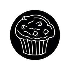 Muffin black line icon. Bakery.