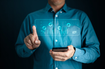 Health Check with digital system support for patient with medical icon, Medical network technology concept.