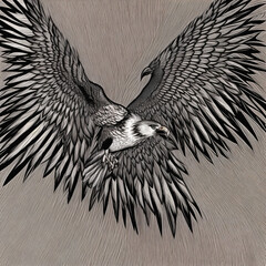 Generative AI, Line engraving of a spiritual eagle