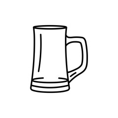 Beer mug black line icon. Dinnerware.