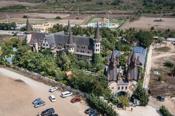 Aerial view of castle in amusement park in Ravadinovo village, Bulgaria © Fotokon