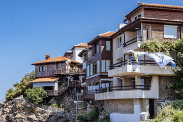 Fototapeta na wymiar Houses in Sozopol city on the Black Sea shore, Bulgaria
