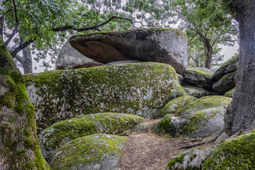 Rocks in Beglik Tash ancient Thracian remains of rock sanctuary in Bulgaria