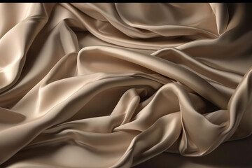 Obraz premium silk beige smooth background for product premium beautiful golden drapery decoration abstract texture fabric generative ai