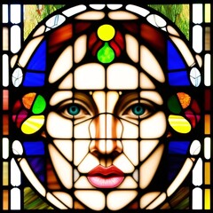 Stylized image of a female face, abstract illustration. Expressive female portrait. Interplay of digital paint strokes related to creative energy in life and art. Created with generative AI tools